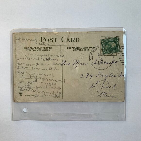 ANTIQUE 1913 Valentine's Day Postcard Stamped Cupids and Woman - Picture 2 of 3